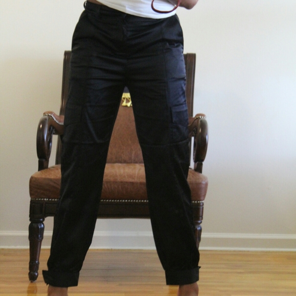 Satin look Cargo pants --ONLY ONE LEFT SMALL - Picture 2 of 3